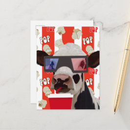 Postal Whimsical Retro Vibes Popcorn Lover Cow
