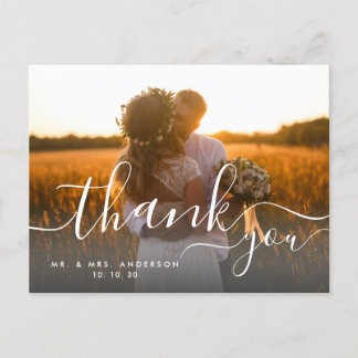 Postal Whimsical Script 2 Foto Rústica Boda Gracias