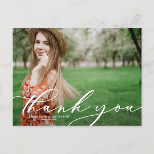 Postal Whimsical Script Graduation Photo You