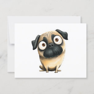 Postal Whimsical Silly Pug