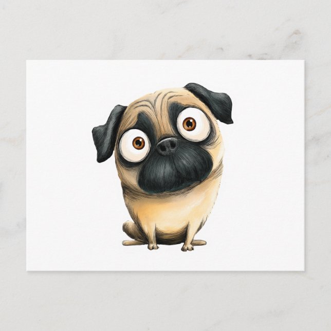 Postal Whimsical Silly Pug (Anverso)