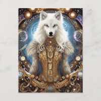 Whimsical steampunk con encanto lobo blanco