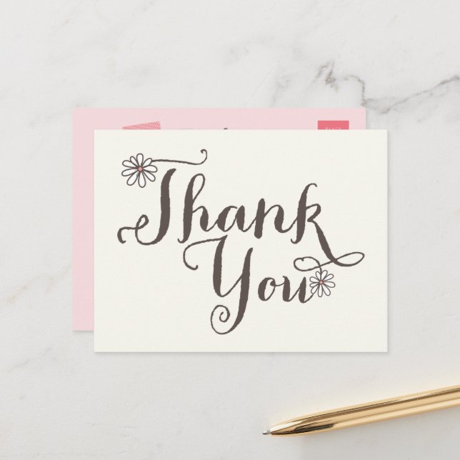 Postal Whimsical Sweet Daisies Chica Cumpleaños Gracias (Anverso/Reverso In Situ)