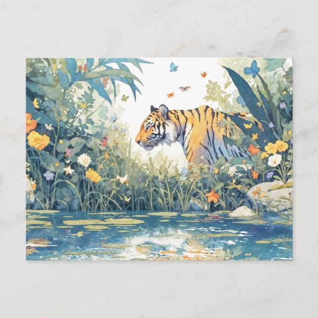 Postal Whimsical Tiger by Watercolor River (Anverso)