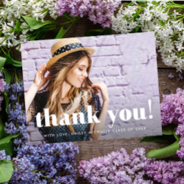 Postal Whimsical Typography Graduation Gracias Foto