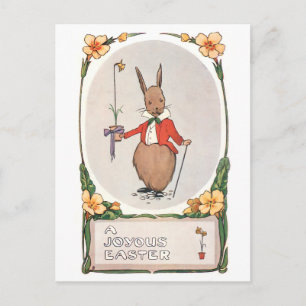 Postal Whimsical Vintage Easter Bunny