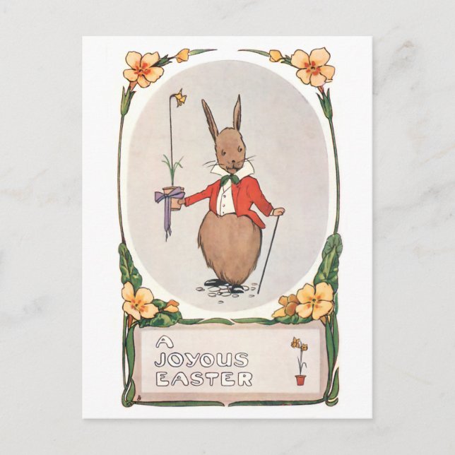 Postal Whimsical Vintage Easter Bunny (Anverso)