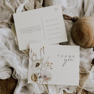 Postal Whimsical Wildflower Ivory Wedding Thank You