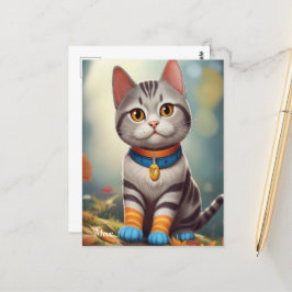 Postal Whimsical Woodland America Shorthair Cat