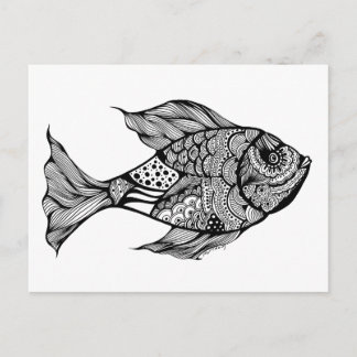 Postal Whimsy Fish Doodle Art