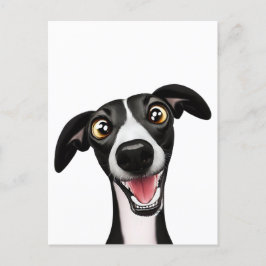 Postal Whippet descarado en un arte de dibujos animados a