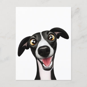 Postal Whippet descarado en un arte de dibujos animados a