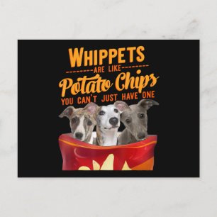 Postal Whippet y patatas fritas Perro divertido Mamá Papá