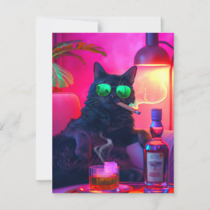Postal Whiskey de la bebida del gato del caballero   Barr