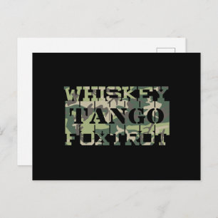 Postal Whiskey Tango Foxtrot WTF Camuflaje Verde