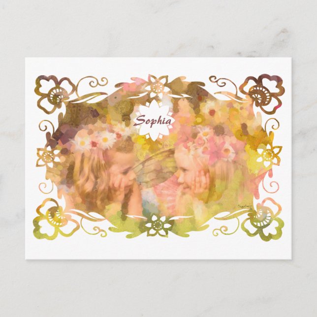 Postal Whispers of Magic: Two Fairy Friends in a Garden (Anverso)