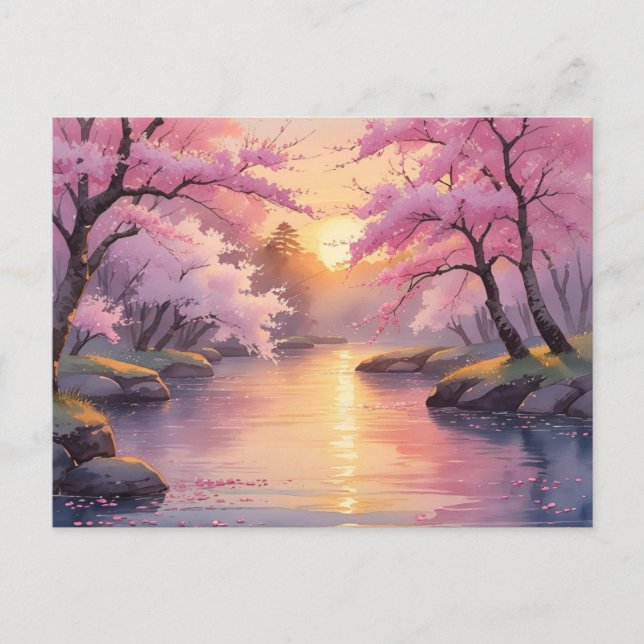 Postal Whispers of Sakura at Sunset  (Anverso)
