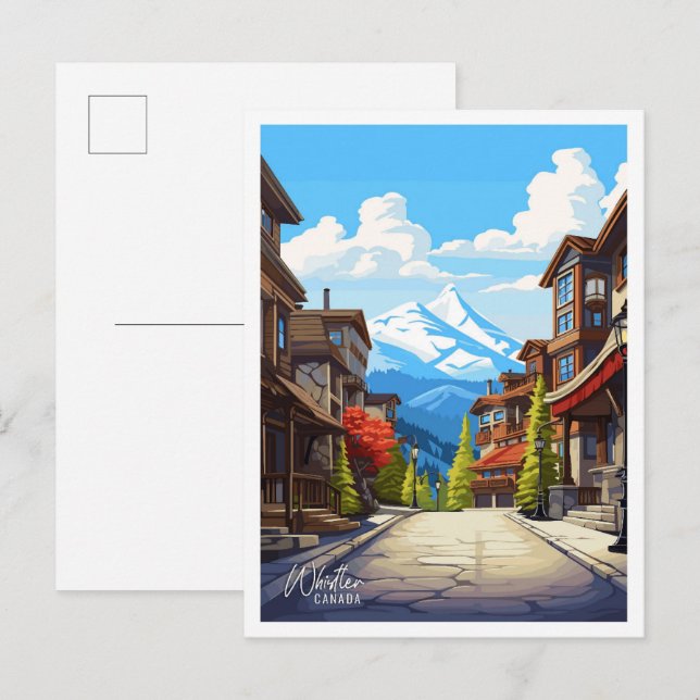 Postal Whistler Canada Vintage Travel Ilustracion (Anverso / Reverso)