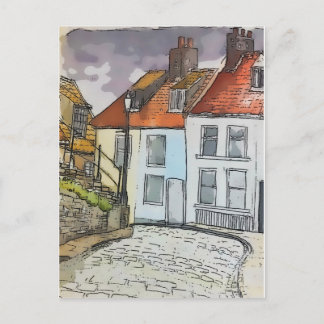 Postal Whitby Steps Scarborough Pintura original