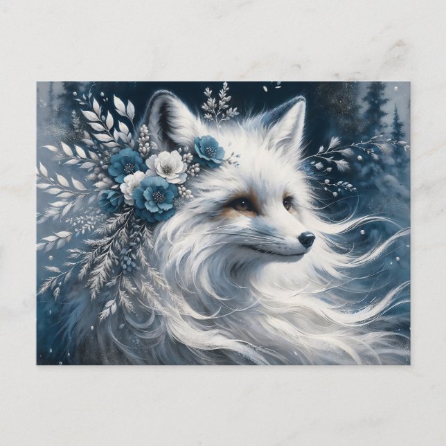 Postal White Arctic Fox Winter Wonderland (Anverso)