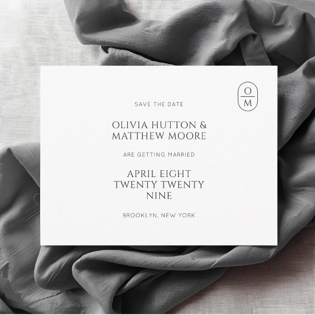 Postal White | Chic Minimal Monogram Wedding  (Subido por el creador)