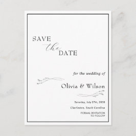 Postal White Elegant Minimalist Wedding Save the Date