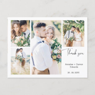 Postal White Four Photo Boda Gracias Postcard
