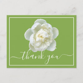Postal White Peony Lime Green Background Gracias