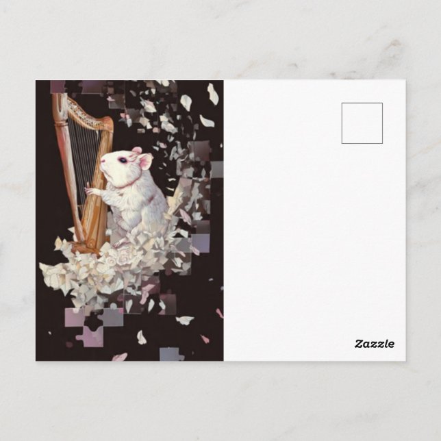 Postal White Rat Fantasy Postcard – Elegant & Minimal (Reverso)