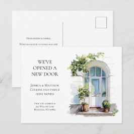 Postal White Watercolor Door New Home Moving Announcement