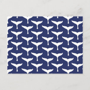 Postal White Whale Tail Sea Animal Blue Ocean Marine