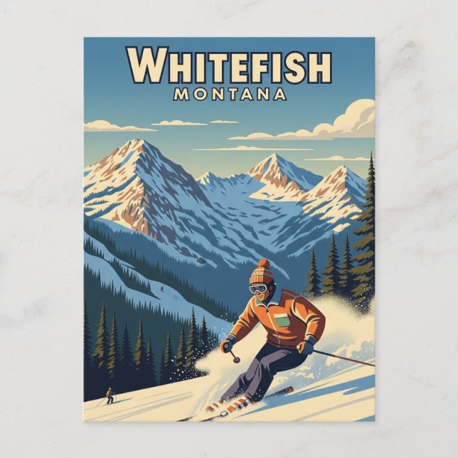 Postal Whitefish Montana Skip Travel (Anverso)