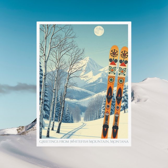 Postal Whitefish Mountain Montana ski vacation Postcard (Subido por el creador)