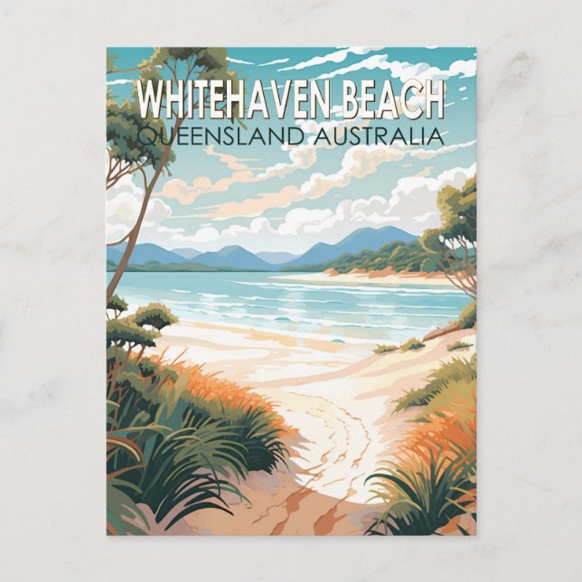 Postal Whitehaven Beach Queensland Australia Travel Art (Anverso)