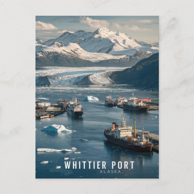 Postal Whittier, puerto de Alaska (Anverso)