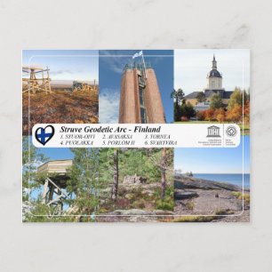 Postal WHS de UNESCO - Arco geodésico fuerte en Finlandia