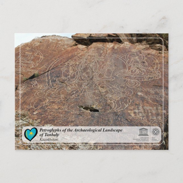 Postal WHS de UNESCO - Petroglifos de Tanbaly (Anverso)