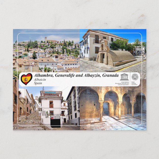 Postal WHS UNESCO - Albayzín, Granada (Anverso)