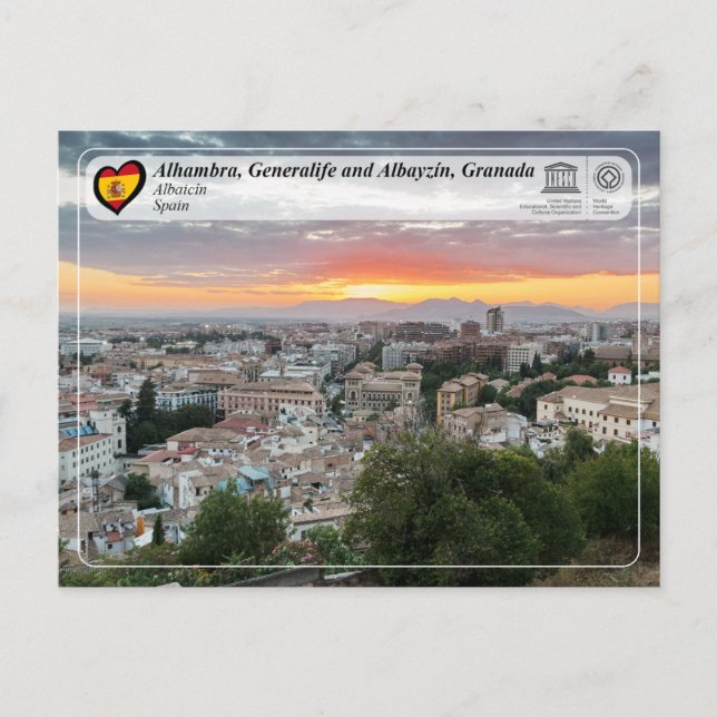 Postal WHS UNESCO - Albayzín, Granada (Anverso)