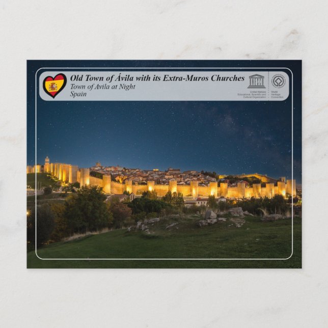 Postal WHS UNESCO - Casco antiguo de Ávila y sus muros (Anverso)