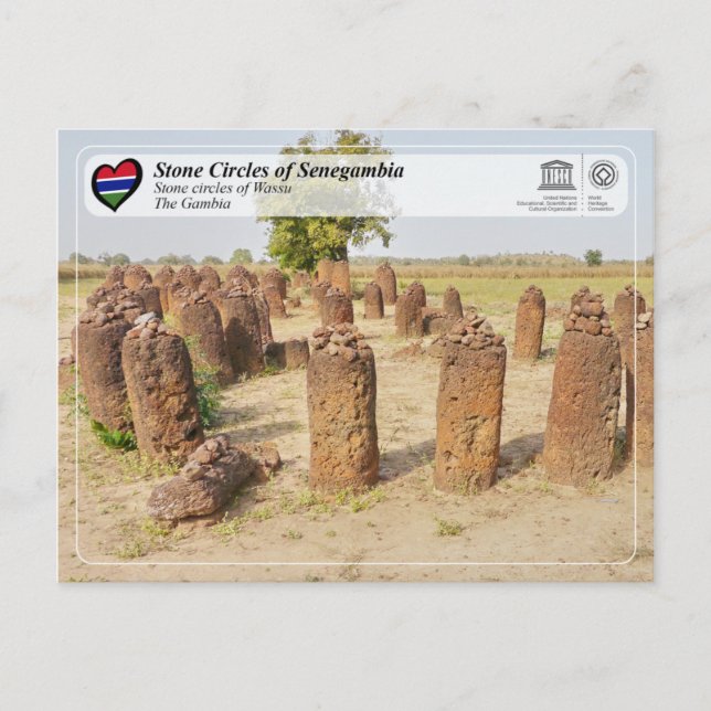 Postal WHS UNESCO - Círculos de piedra de Senegal - Wassu (Anverso)