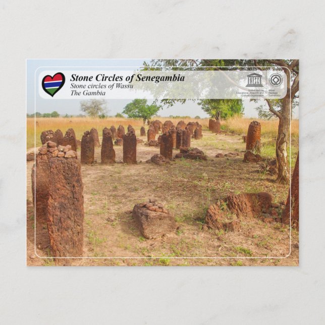 Postal WHS UNESCO - Círculos de piedra de Senegal - Wassu (Anverso)