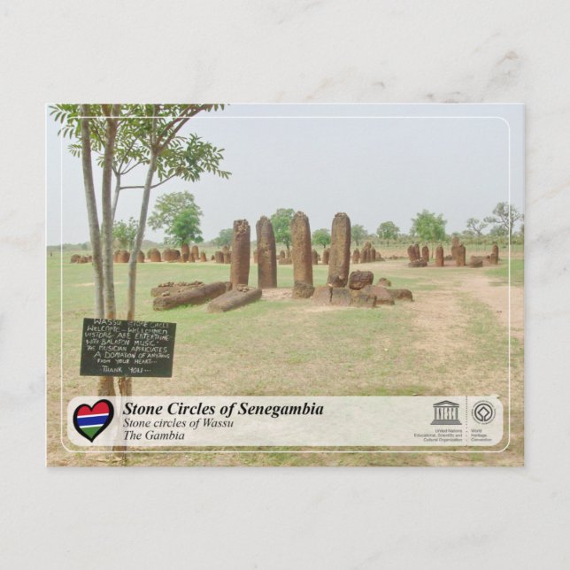 Postal WHS UNESCO - Círculos de piedra de Senegal - Wassu (Anverso)