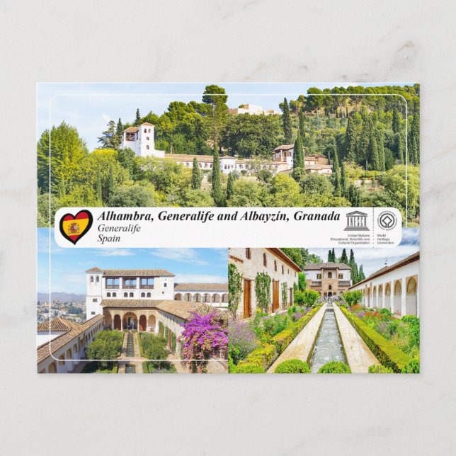 Postal WHS UNESCO - Generalife, Granada (Anverso)