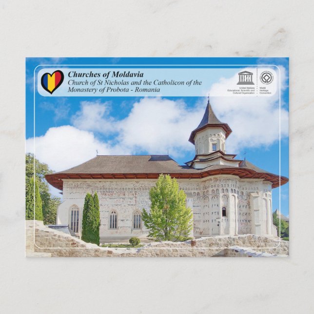 Postal WHS UNESCO - Iglesias de Moldavia - Probota (Anverso)