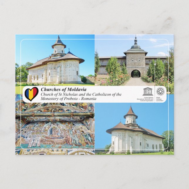 Postal WHS UNESCO - Iglesias de Moldavia - Probota (Anverso)