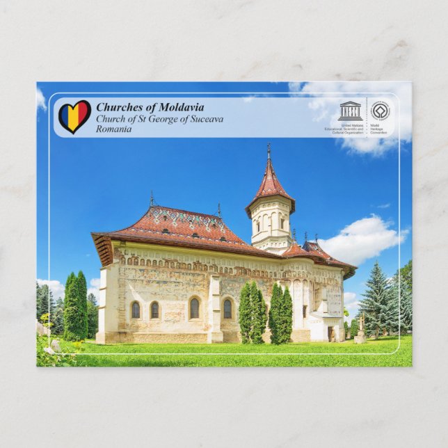 Postal WHS UNESCO - Iglesias de Moldavia - Suceava (Anverso)