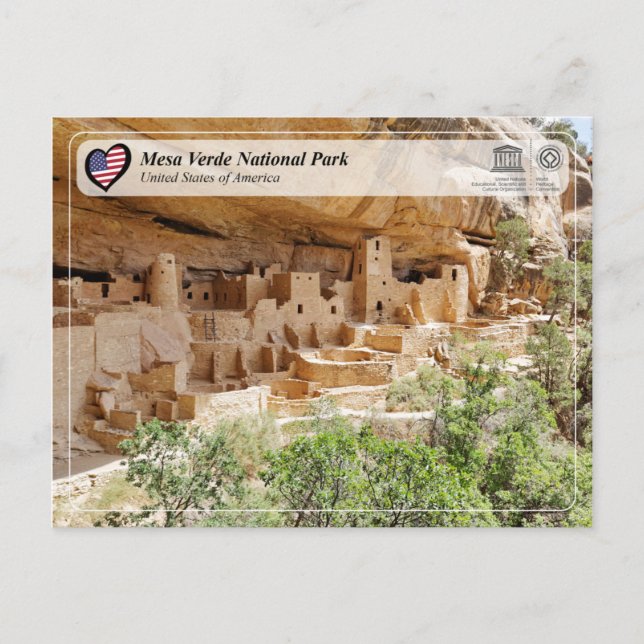 Postal WHS UNESCO - Parque nacional Mesa Verde (Anverso)