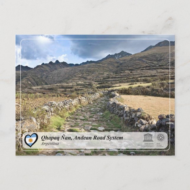 Postal WHS UNESCO - Qhapaq Ñan, sistema andino de carrete (Anverso)