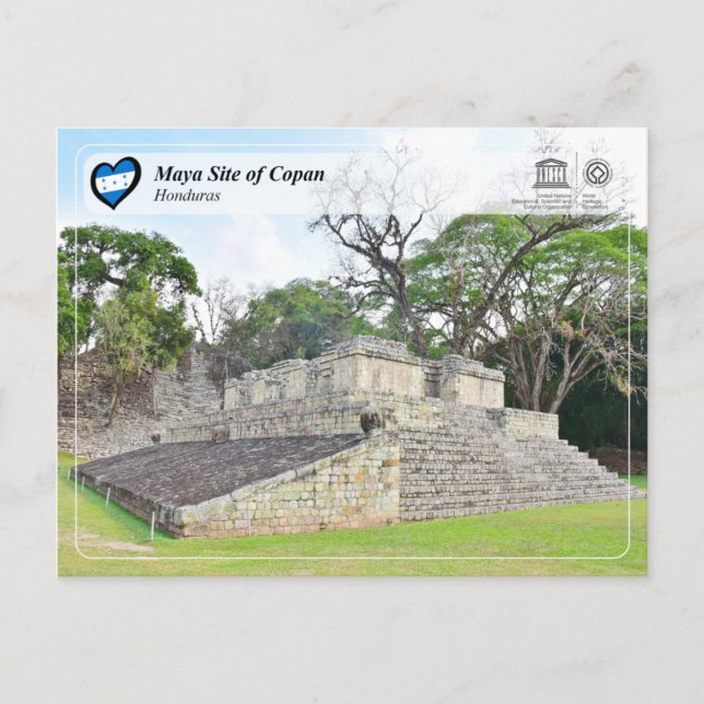 Postal WHS UNESCO - Sitio maya de Copan (Anverso)